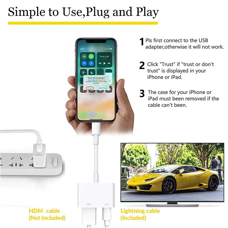 Новинка 1080P AV адаптер HDMI совместимый конвертер цифровой кабель для Apple iPhone 11 12 X XS XR