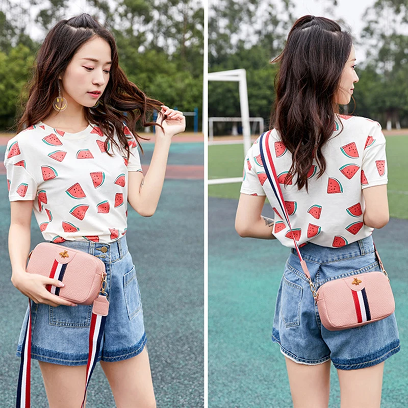 Женская мини-сумка через плечо маленький размер ручная сумка черный розовый