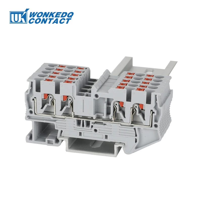 Condutores de Alimentação de Fio Através de Conectores Pces Trilho Push-in Duplo Bloco Terminal 4 Elétrico Quattro Pt2.5-qu 10 Pt-2.5-qu Din