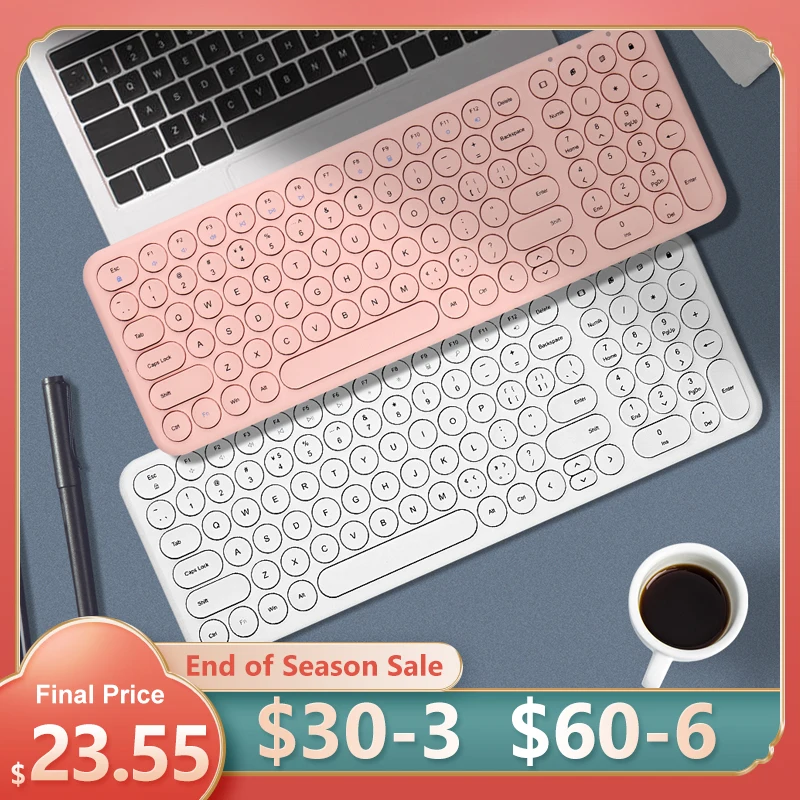 

2,4G Беспроводная Бесшумная игровая клавиатура и мышь, круглая клавиатура с колпачком, игровая мышь для Macbook, ПК, игровой компьютер, клавиатур...