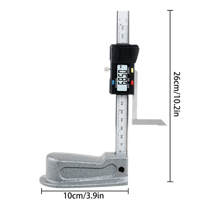 

0-150mm Digital Height Gauge LCD Display Precision Depth Gauge with Casting Base Electronics Marking Gauge