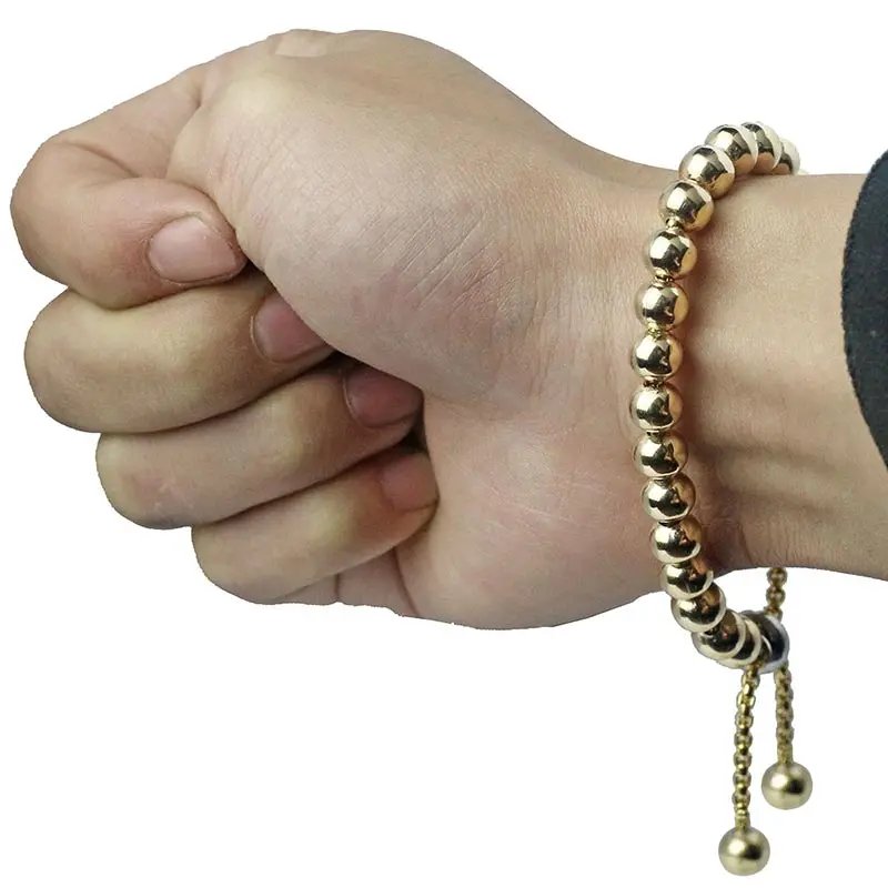 Регулируемая цепочка из нержавеющей стали с шариками и бусинами круглые золотые