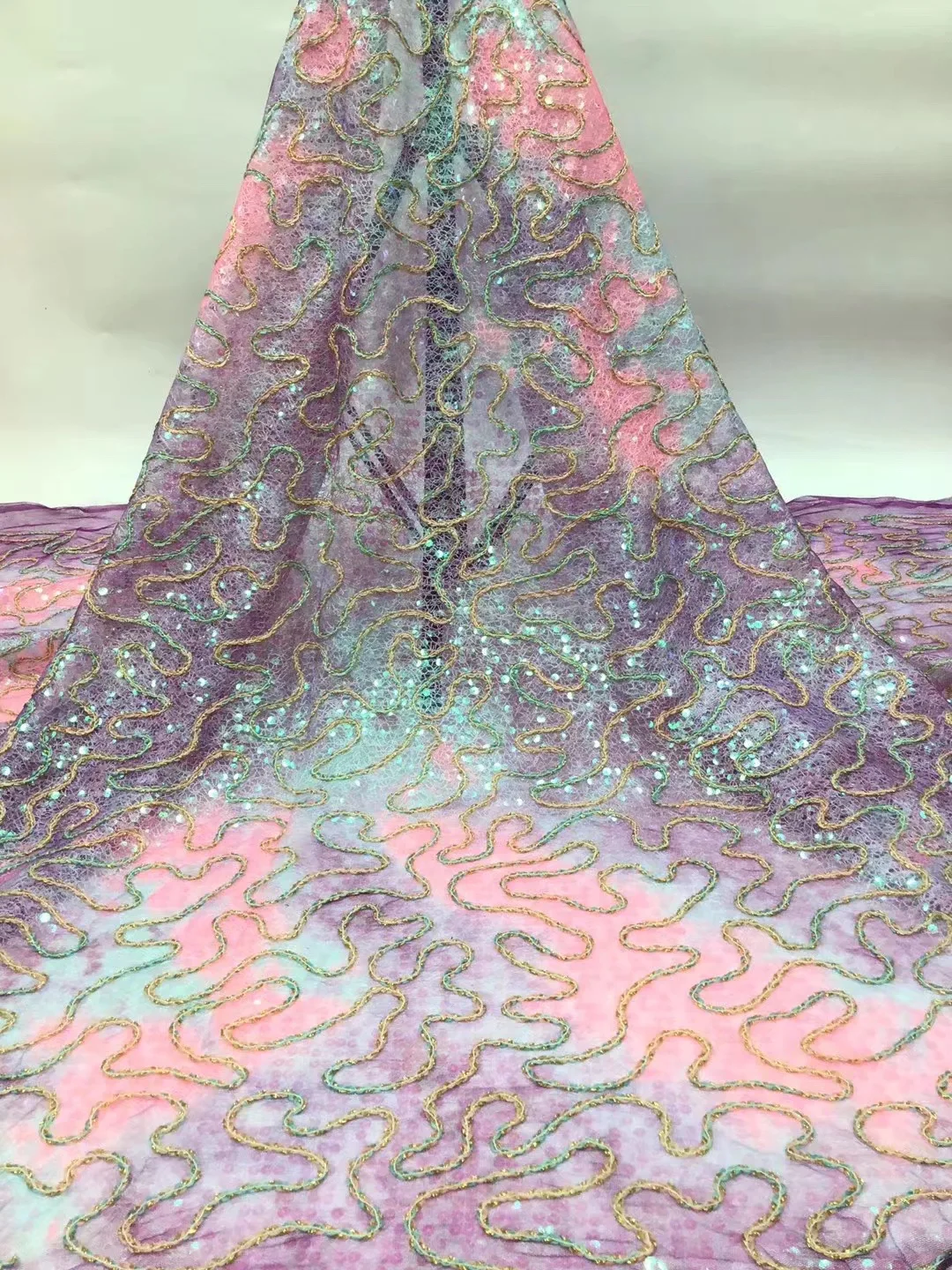 

Sequin Embroidery African Lace Fabric French Tulle Lace Fabric 2022 Nigeria Mesh Tulle Lace Fabric D4200