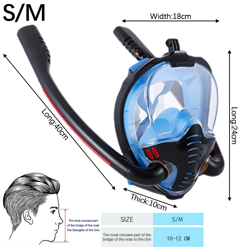 

Snorkeling Mask Full Face Underwater Anti-fog Anti-Leak Waterproof Diving Masks Silicone Swimming Face Cover Adult Children