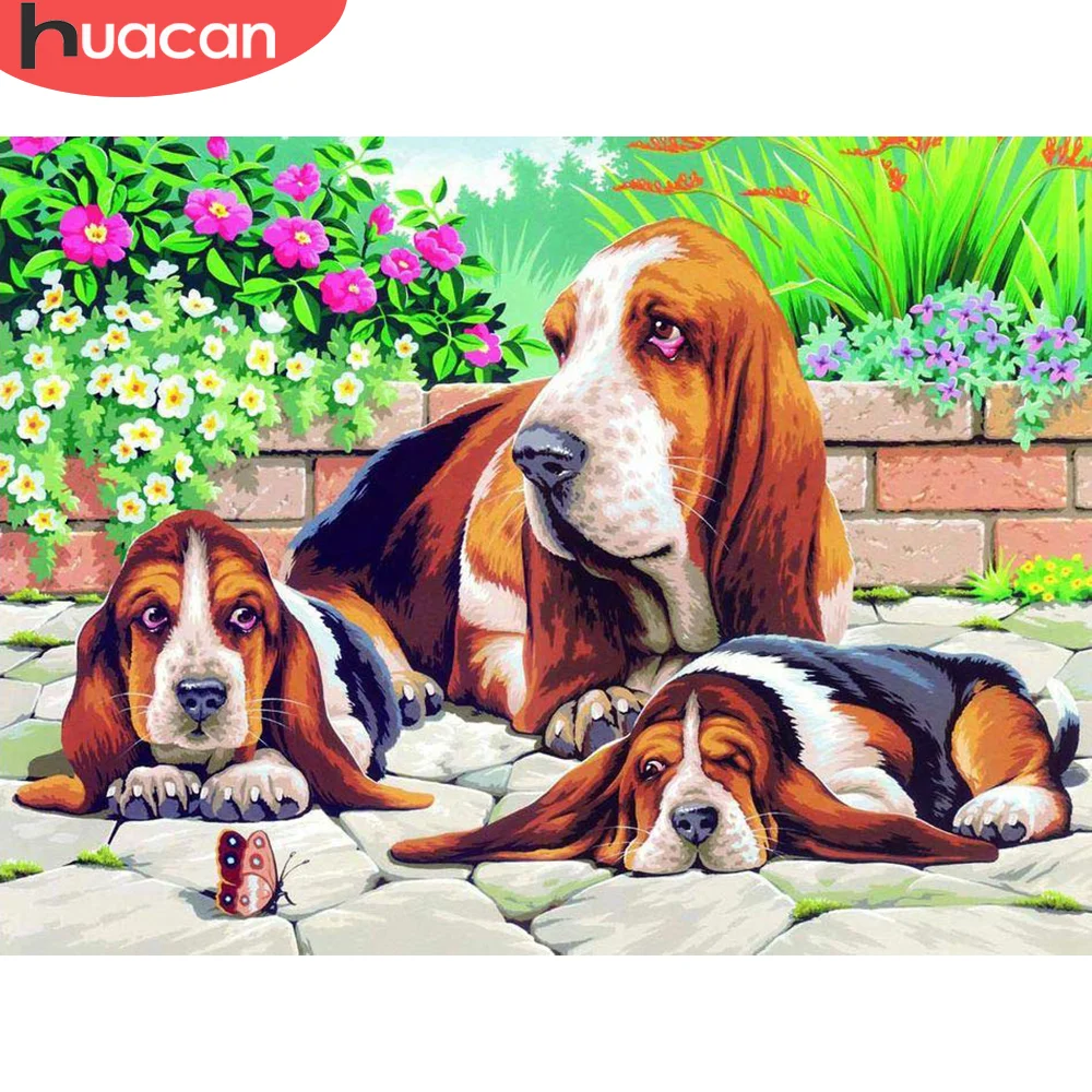 

HUACAN DIY алмазная живопись, животные, Цветы Стразы, картина, мозаика, декоративные картины