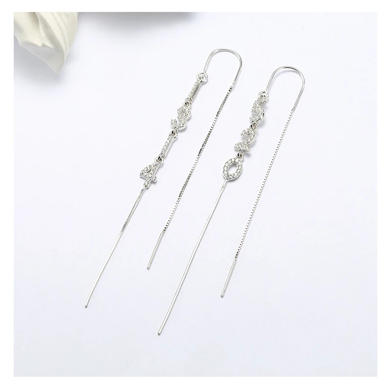 

Fashion Valentine's Day Present 925 Sterling Silver Tassel Long Drop Earring for Women Brincos Pendientes femme Dangle Earrings