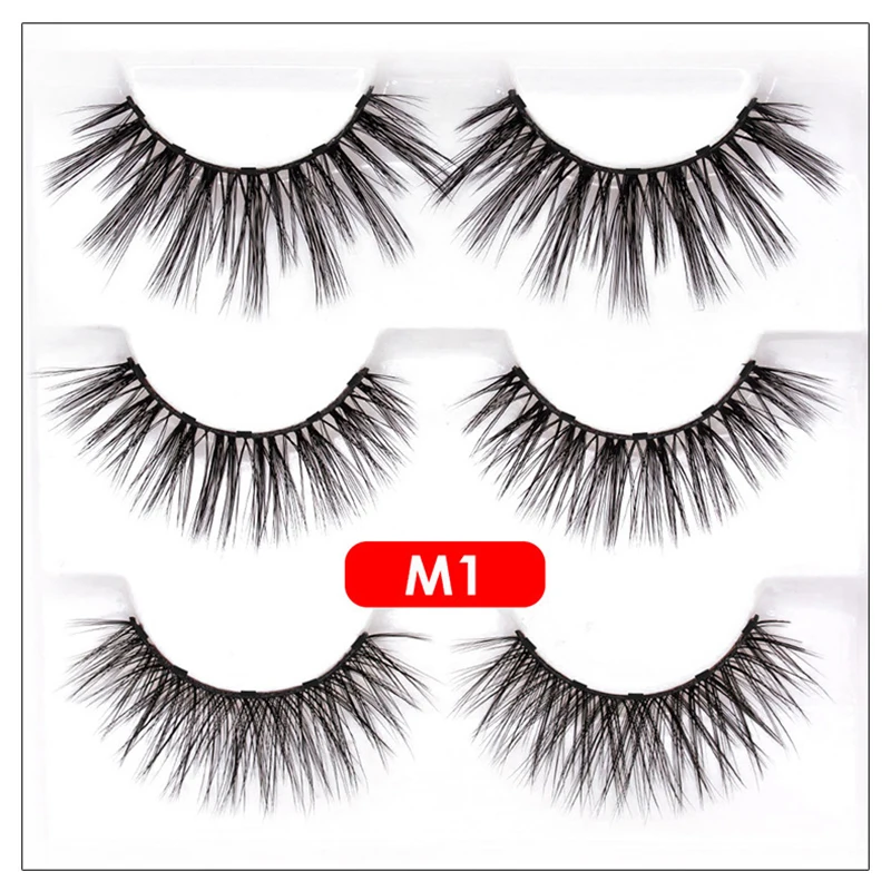 Набор Магнитных накладных ресниц 3 пары жидкая подводка для глаз и пинцет густые