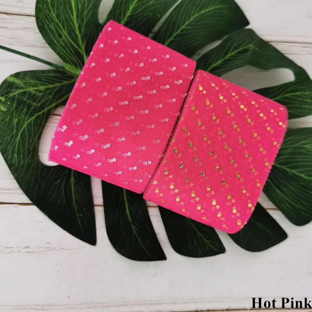 Hot Pink 6 см, 23 м, блестящая Тюлевая лента в горошек золотистого и серебряного цвета, Тюлевая сетка, тканевые полоски, сделай сам, украшение для волос, Poms Journal, вечерние принадлежности - Цвет: Hot Pink