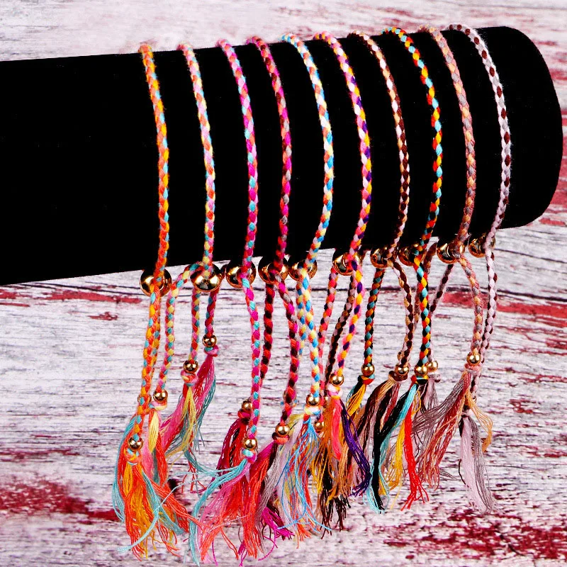 

Красочный плетеный веревочный браслет в стиле бохо ручной работы шикарный медный браслет с бусинами и кисточками дружба браслет для мужчин...