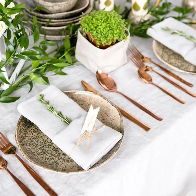 

12Pcs Linen Napkins Linen Fabric Napkin Table Dinner Napkins For Wedding Party 5 Size Available