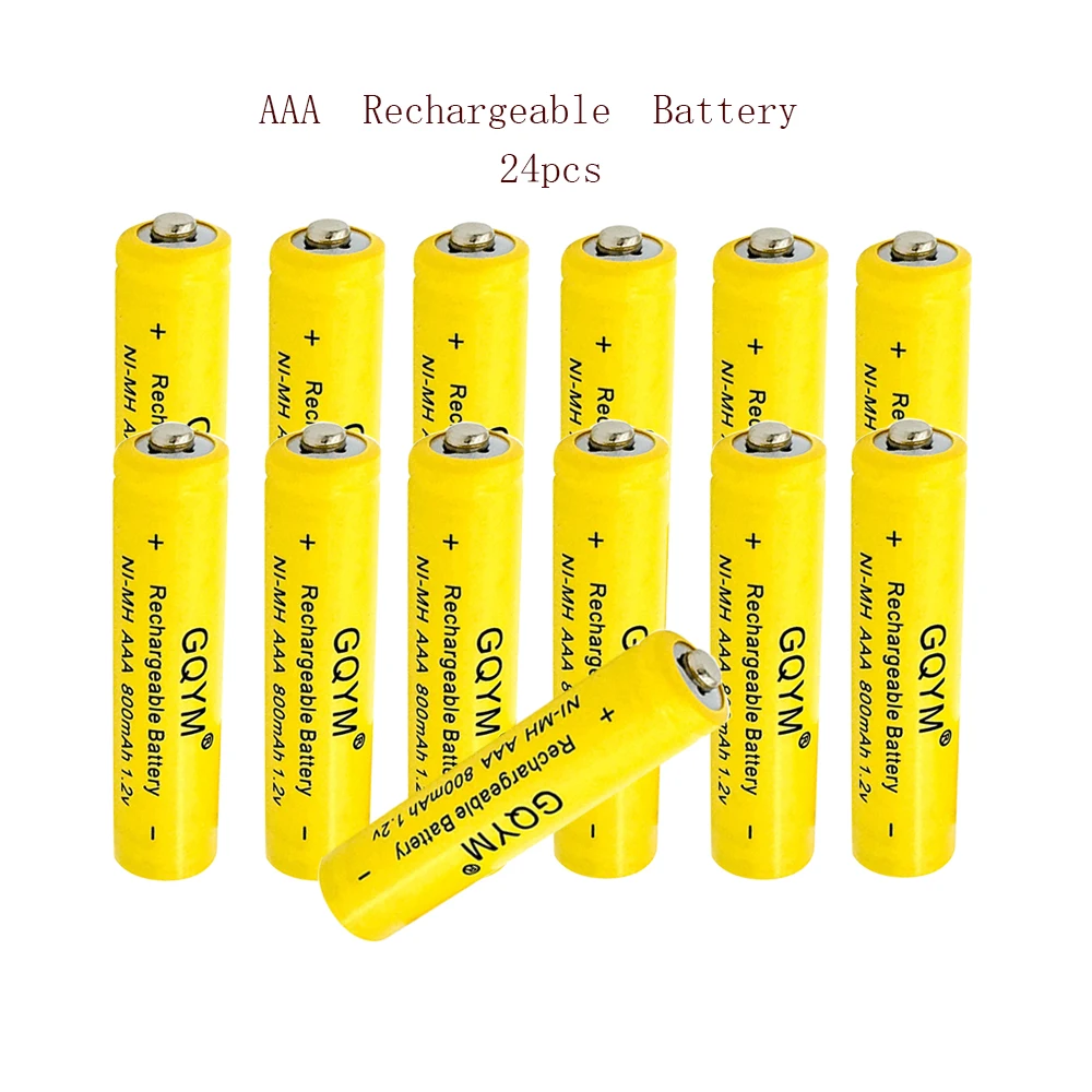 Качественные товары AAA 24 шт. 800 мАч перезаряжаемая батарея желтая NiMH 1 2 в 3A для