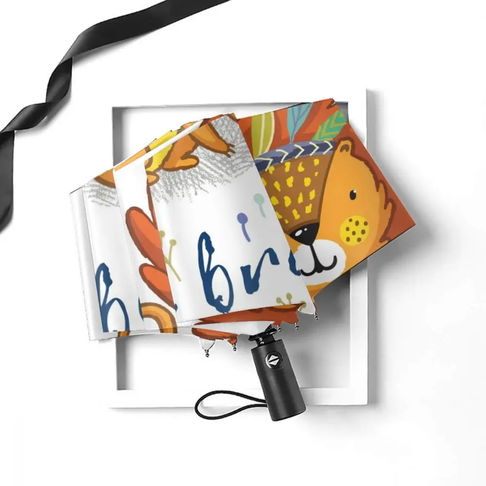 Comprare Ombrello Automatico Pieghevole Resistente Al Vento Donna Auto Be Brave Simpatico Leone Cartoon Ombrelli Antivento Pioggia Per Uomo Ombrellone