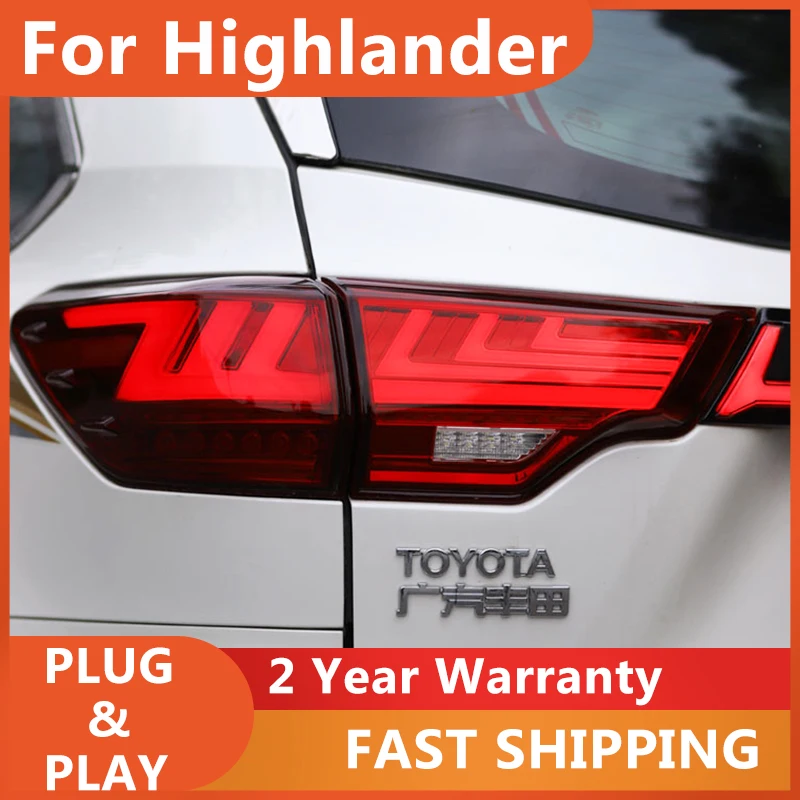 

LED Tail Light For Toyota Highlander KLUGER 2015-2019 LED DRL Running Light Dynamic Turn Signal Light Rear parking Assembly