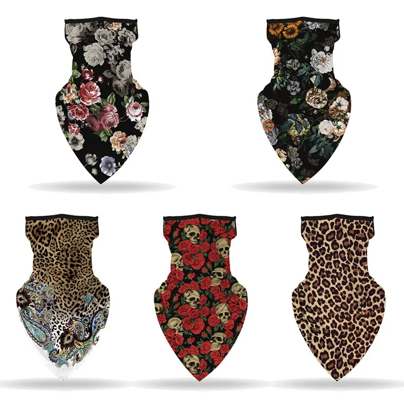 1Pc Leopard Print Bandana Face Scarves Hanging Ear Tube Scarf Polyester Neck Cover Breathable Headband Men Women | Спорт и