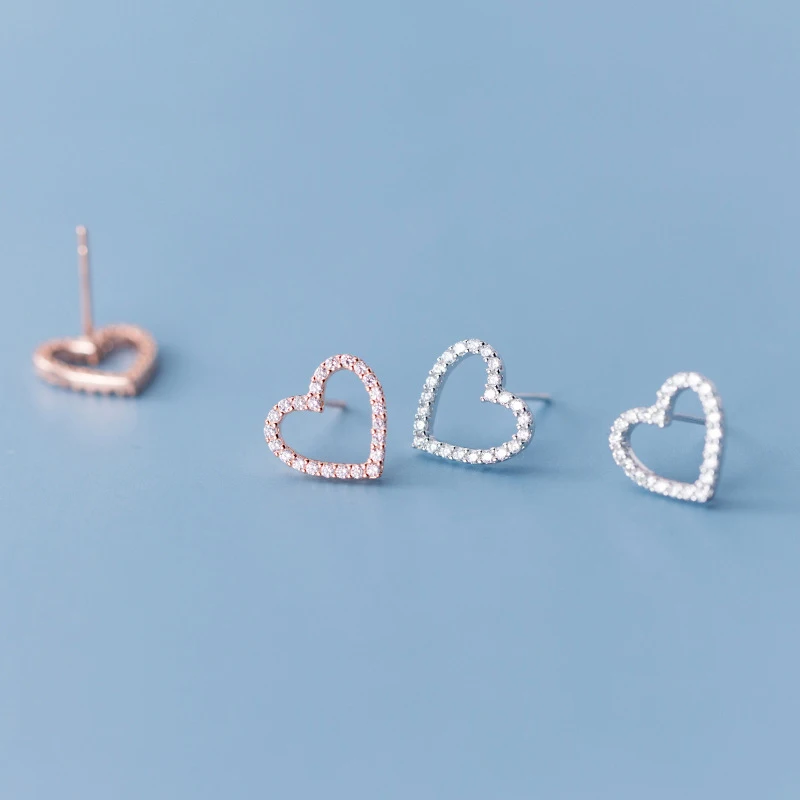 MODIAN блестящее циркониевое сердца серьги гвоздики для женщин из натуральной кожи