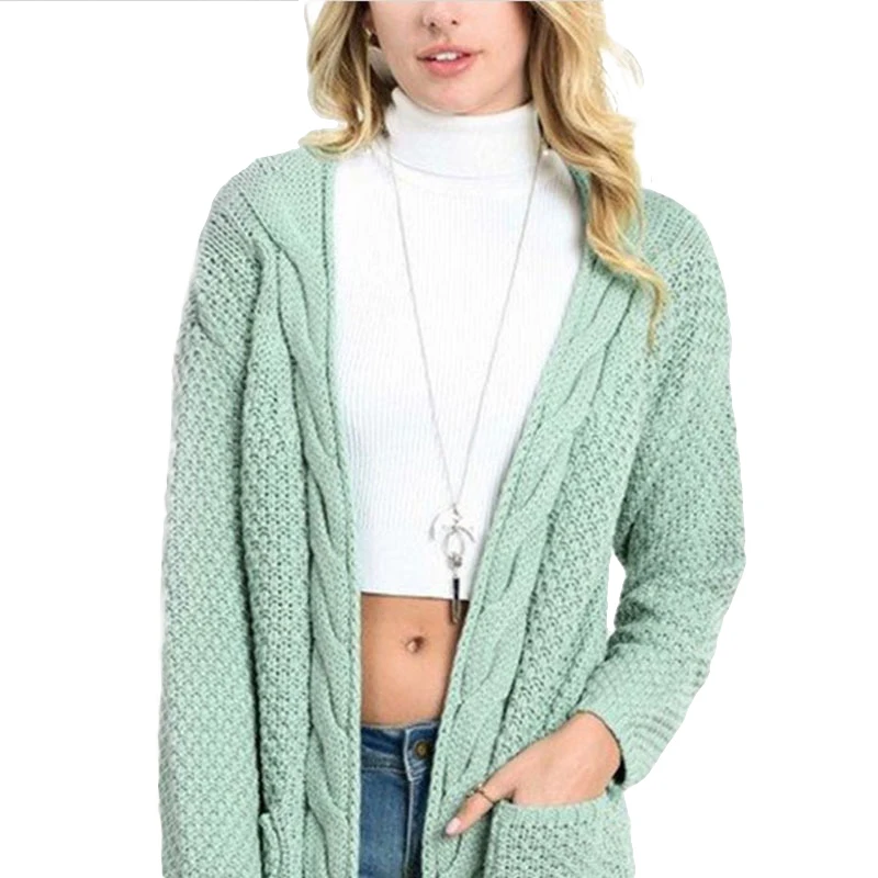 Повседневный вязаный кардиган для женщин Серый свободный свитер белый верхняя