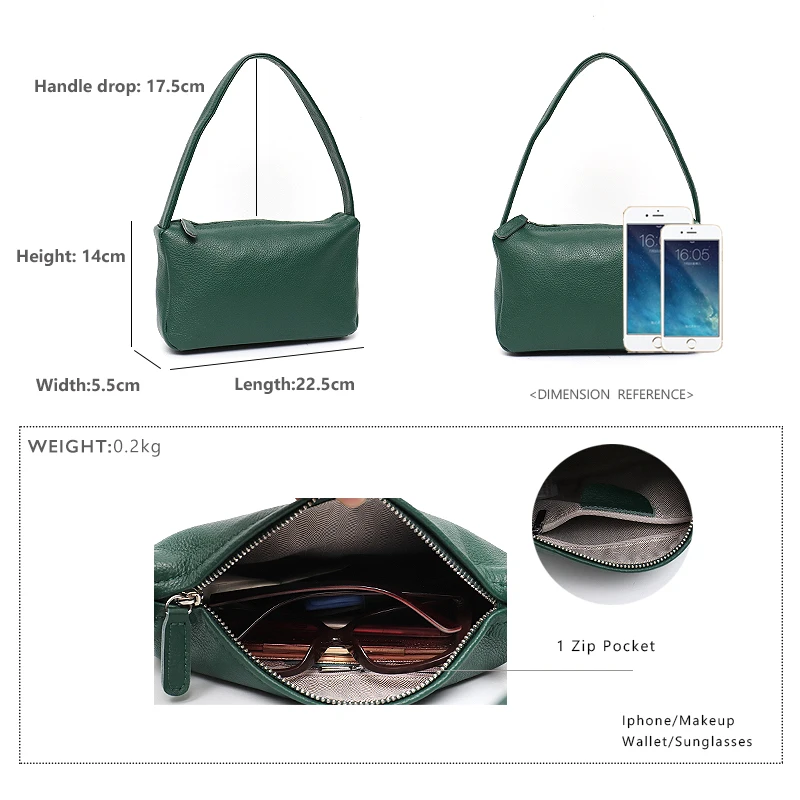 

SC Vintage Genuine Leather Shoulder Bag For Women Causal Solid Color Baguette Handbags Female Daily Cowhide Hobo Underarm Purse