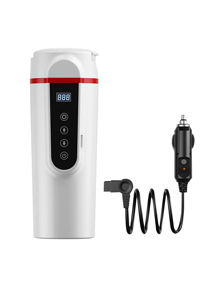 

12V/24V Car Heated Smart Mug With Temperature Control Small Screen Press Water Cup New Design Coffee Tea Milk Travel Mug