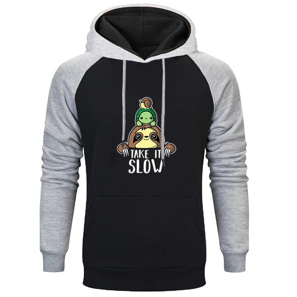 

Funny Folivora Take It Slow Cartoons Print Raglan Hoodies Men Autumn Winter Hoodie Sweatshirt Man Streetwear Mens Hoody Pullover