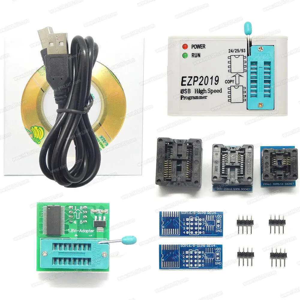 EZP2019 высокоскоростной USB SPI программист 24 25 26 93 EEPROM Flash биос + 6 шт адаптер