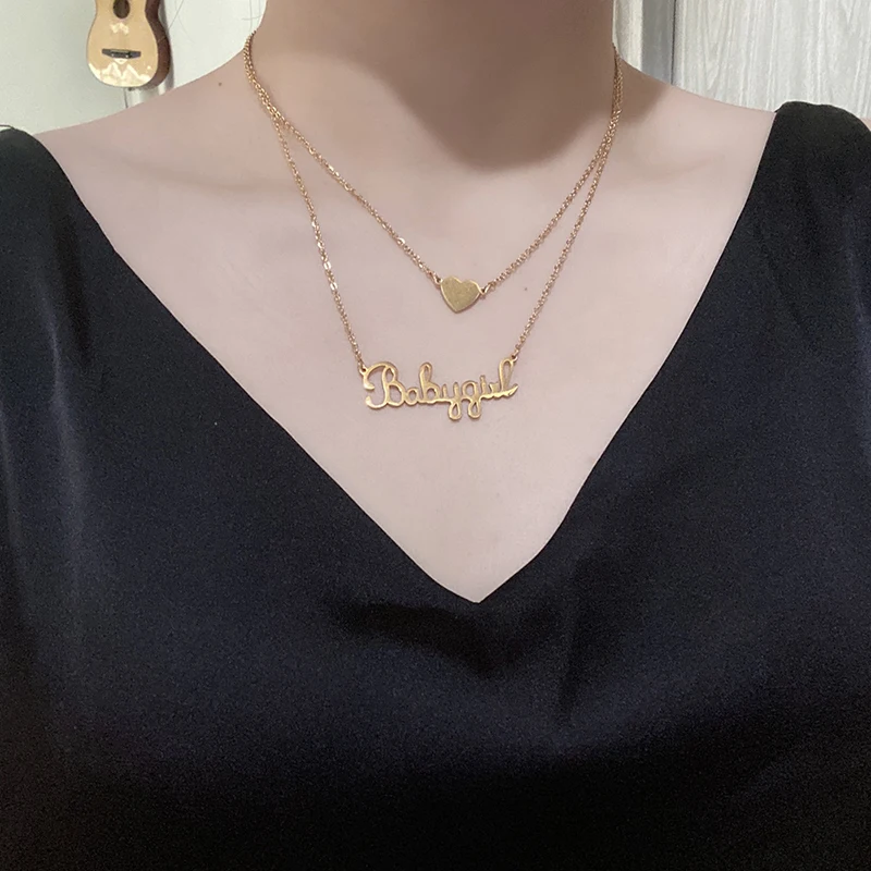 

Индивидуальное ожерелье из нержавеющей стали с именем на заказ, модное Трендовое многослойное ожерелье с кулоном в виде девочки, ювелирное ...