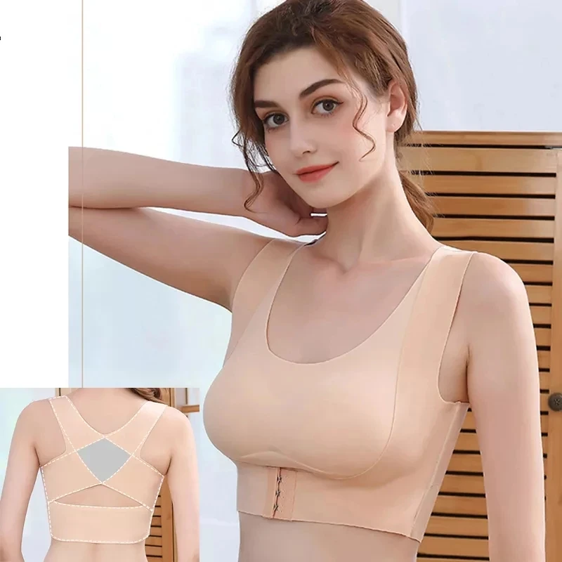 

Women Bras For Women Posture Corrector Bralette Front Closure Female Underwear Cross Back Tops 3pcs/M-5XLPush Up Bra