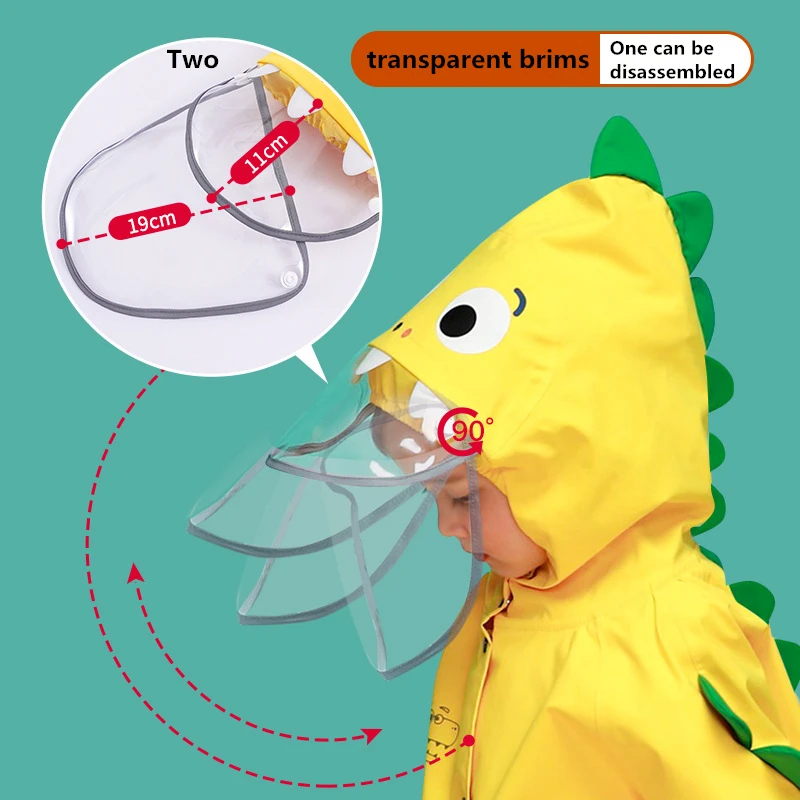 Детский водонепроницаемый дождевик плотный с 3D-принтом единорога динозавром для