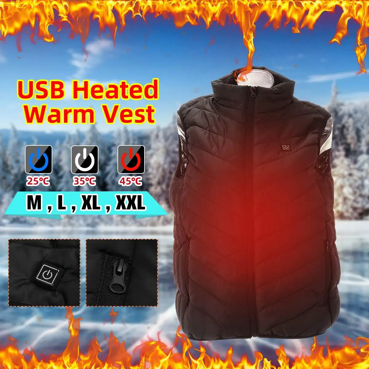 

Жилет с электроподогревом M/L/XL/XXL, с USB