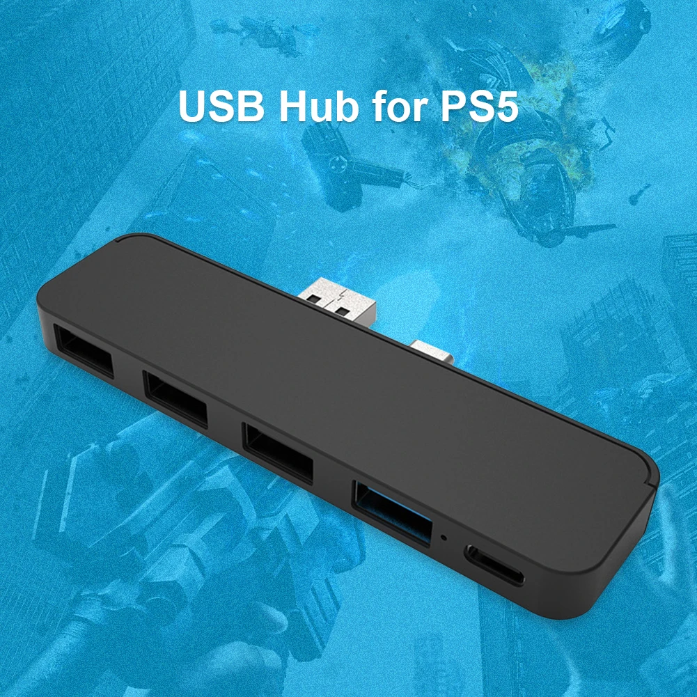 

2021 New USB Hub Convenient Simple Operation for PlayStation 5 PS5 Console USB A+USB C to 4 Type A+1 Type C Adapter