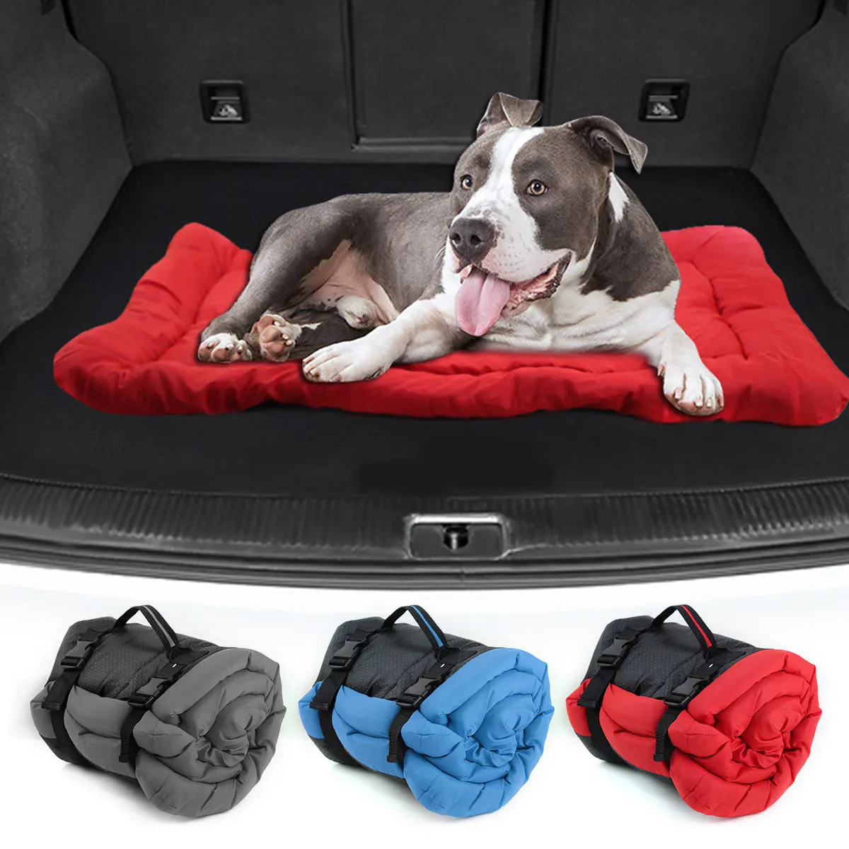 

Foldable Dog Bed Pad Water Resistant Dog Bed Mattress With 2 Nylon Buckles Washable Oxford Dog Pad Portable Pet Sleeping Mats