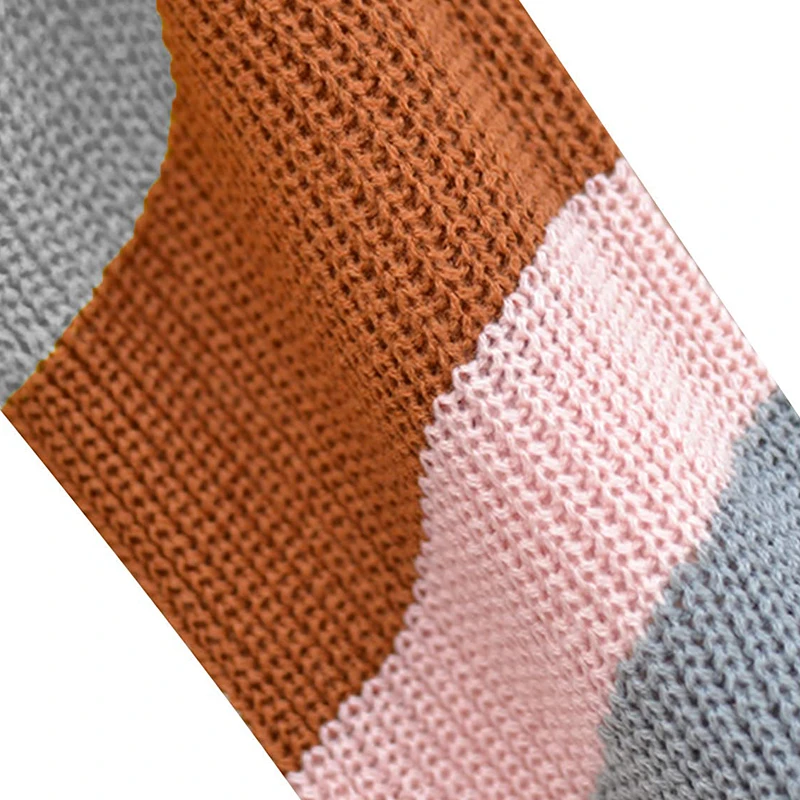 Knitted Striped V Neck Pullover Women 2019 Autumn Winter Fashion Grey Long Sleeve Sweater Female High Street Loose Mujer Jumper | Женская