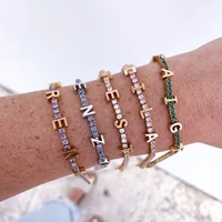 2021 new personalized custom letters tennis chain bracelet colorful zircon name bracelet women exquisite gift