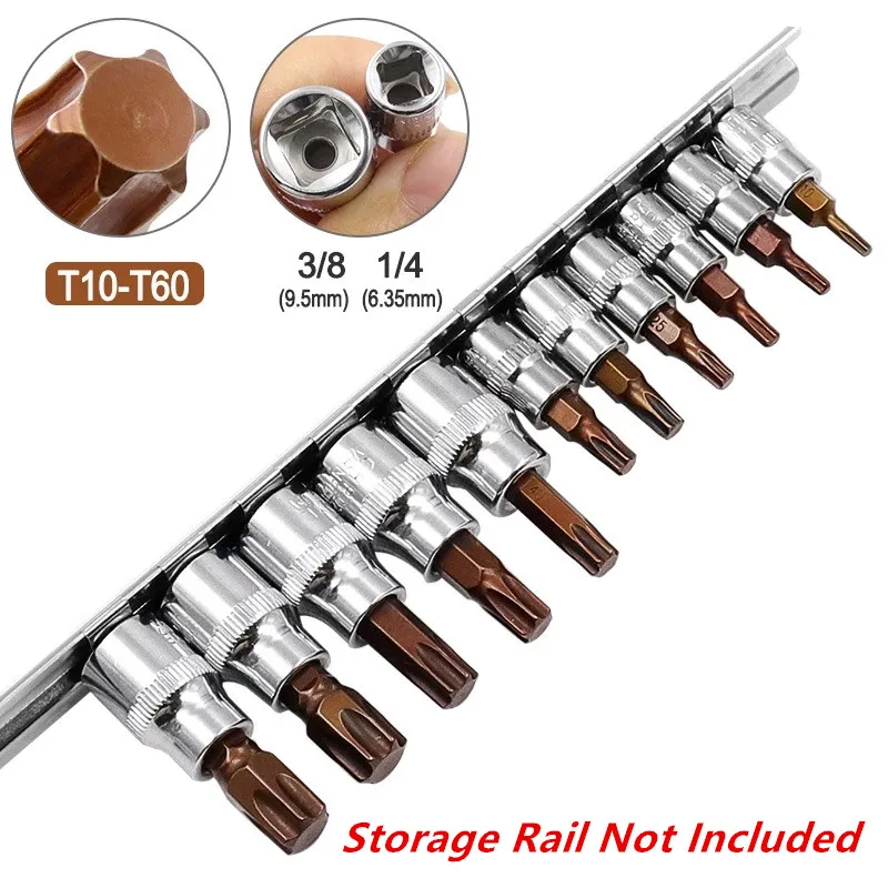 

11Pcs Hex plum-shaped Torx Star Screwdriver Bit Set Tamper Proof Bit Driver Socket Set 1/4 3/8 Press-fit Sleeves