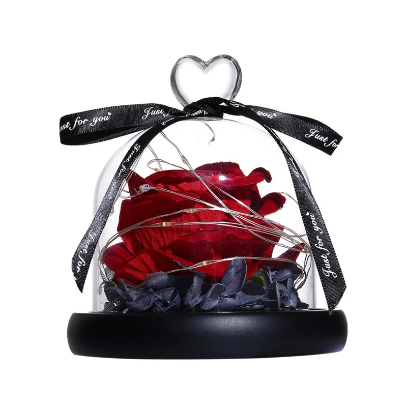

LED Light Rose Flowers Valentines Day Gift Exclusive Rose In Glass Dome With Lights Eternal Real Rose Mother's Day Gifts