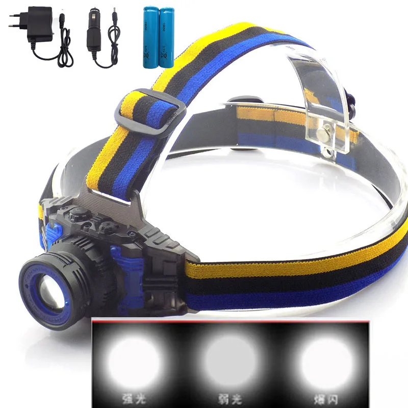 

High Power Rechargeable Q5 LED Headlamp Flashlight Zoomable Focus Frontale Head Lamp Torch Headlight for Fishing Camping Charger