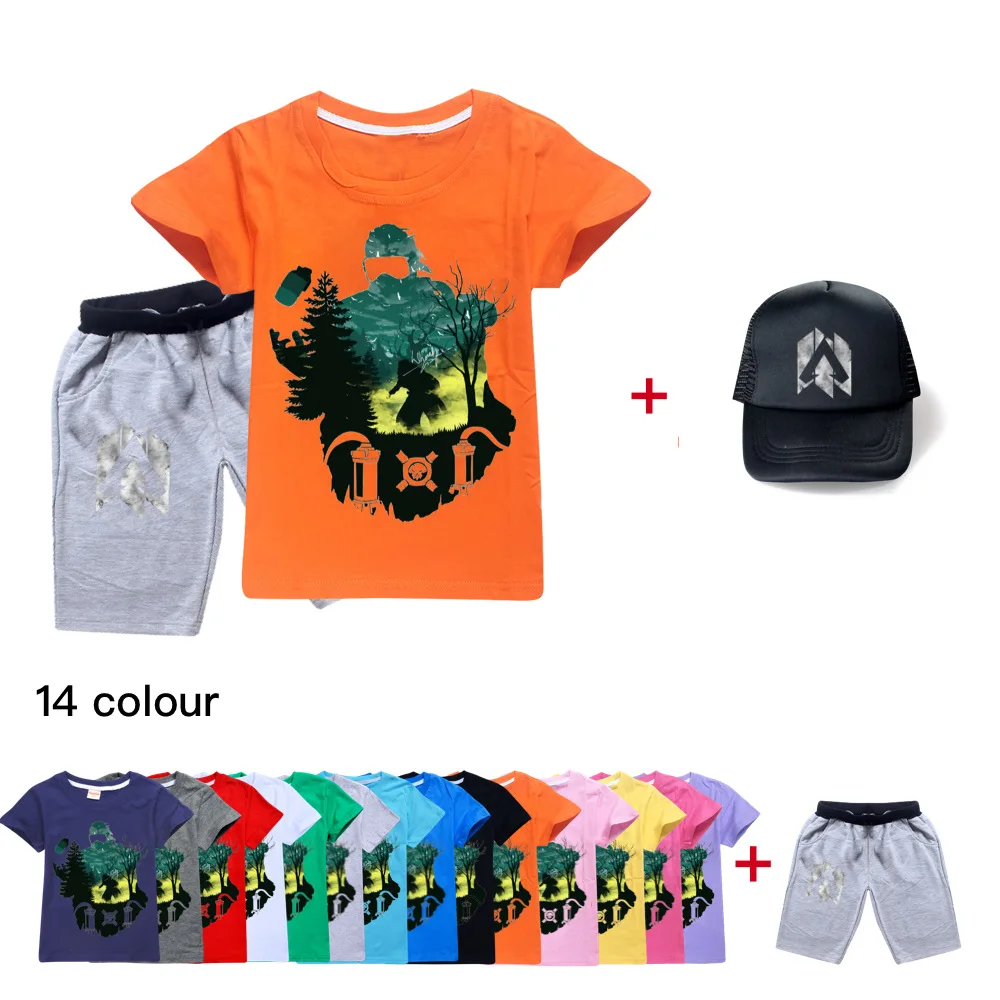 

Детский костюм с коротким рукавом, летние крутые шорты с коротким рукавом, уличные спортивные костюмы для мальчиков и девочек, одежда с муль...