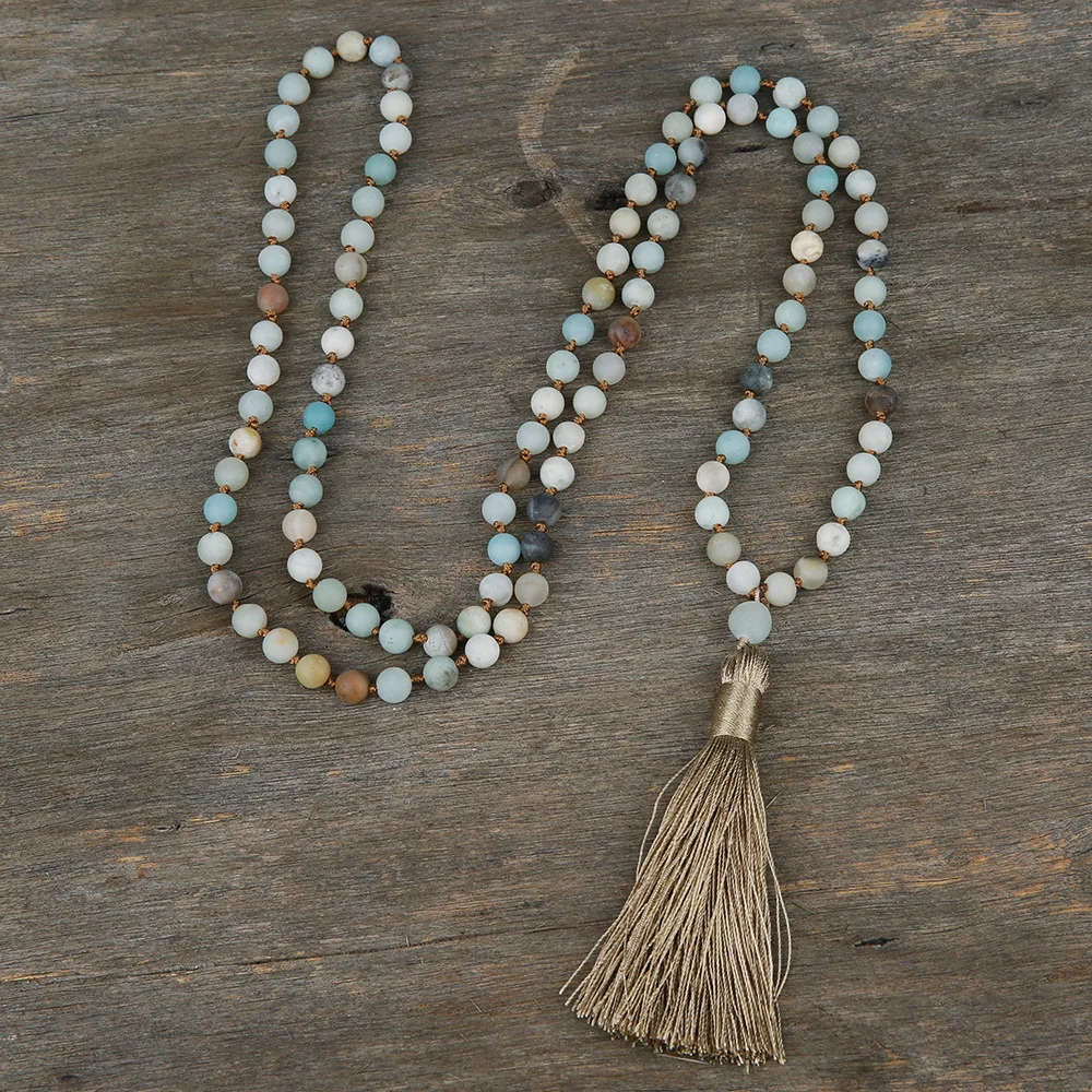 Ожерелья из амазонита 6/8 мм 108 дюйма мужские модные Амазонские камни для