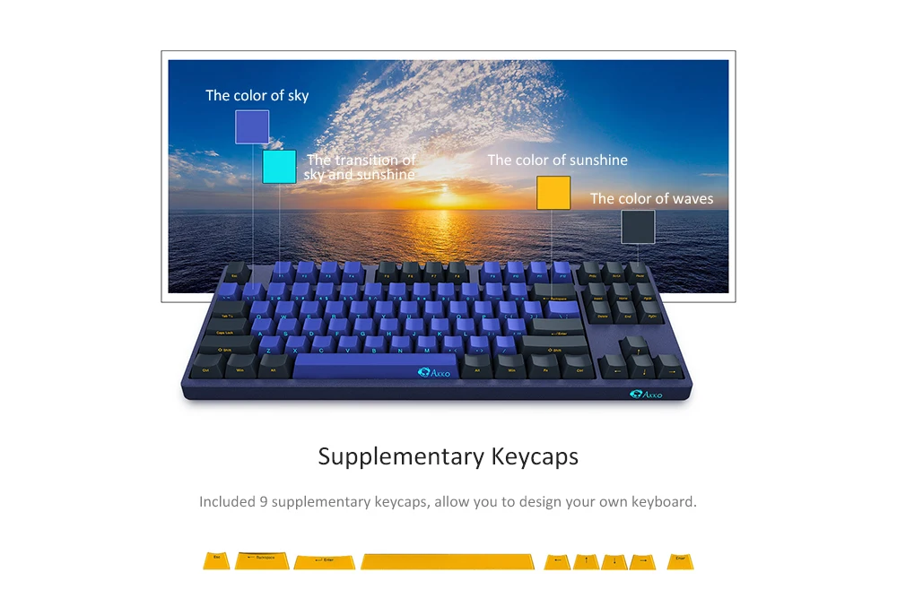Игровая механическая клавиатура AKKO 3087/3108 SP Horizon Skyline 87/108 клавиша Cherry MX Switch 85% PBT TYPE-C USB креативная боковая буква