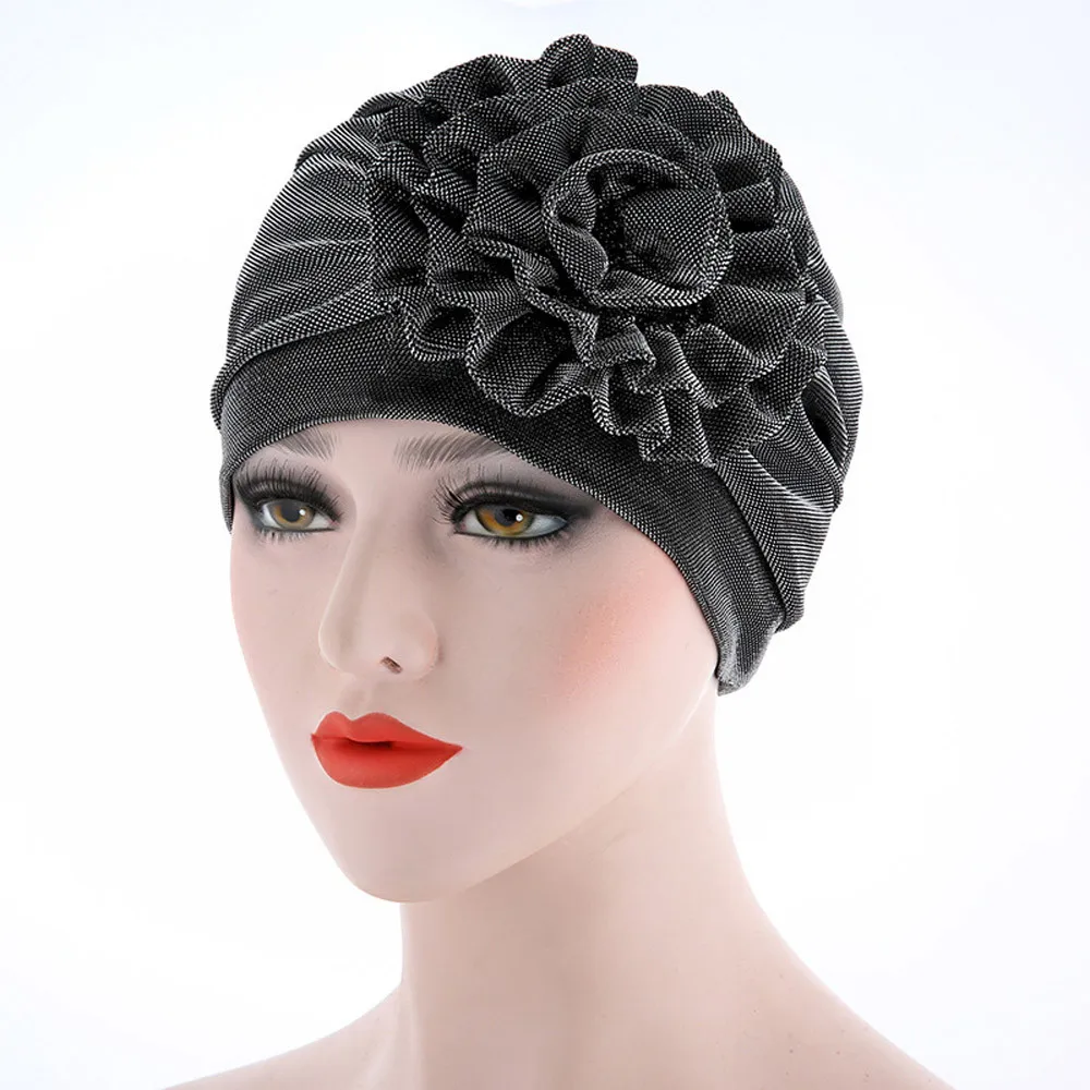 Винтажная мусульманская женская шапка с цветочным рисунком и рюшами