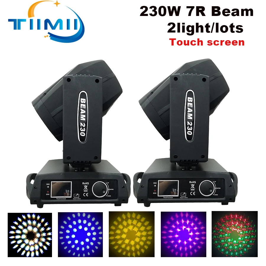 2pcs 7r Beam LED 230W Moving Head Light Gobo/Pattern Rotation Manual Focus Touch Screen With DMX Controller For Stage | Лампы и