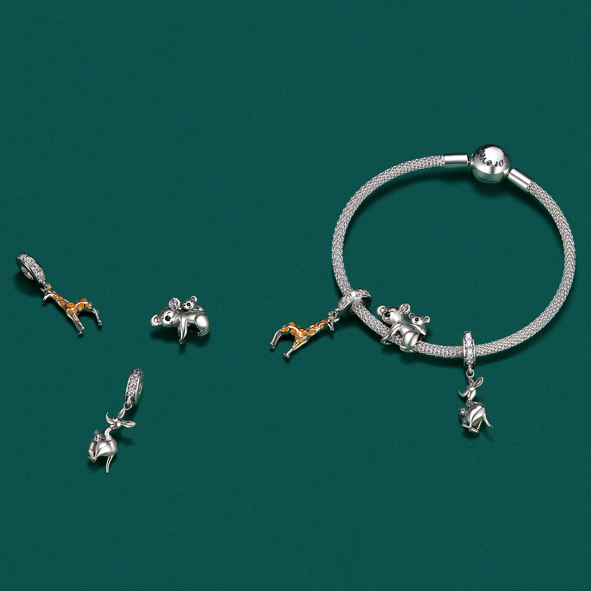 Шарм и бусина из серебра 925 пробы с желтой эмалью|Ювелирные шармы| |