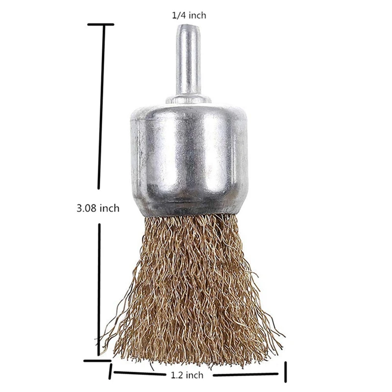 

1 Set Brass Coated Wire Brush Wheel Cup Brush Set with 1/4-Inch Shank & 1Pcs Yellow Shackle Heavy-Duty Traction Belt