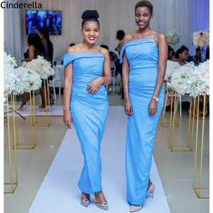 Bridesmaid Dresses One Shoulder Mermaid Spandex Satin Pleated Bridesmaid Dresses With Zipper Back Wedding Party Dresses