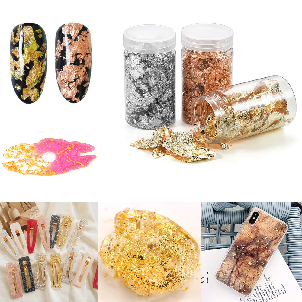 

Gold Foil Decorative Paper Resin Mold Fillings Shiny Sequins Glitters Filling Materials for Resin Jewelry Making Art Decoration