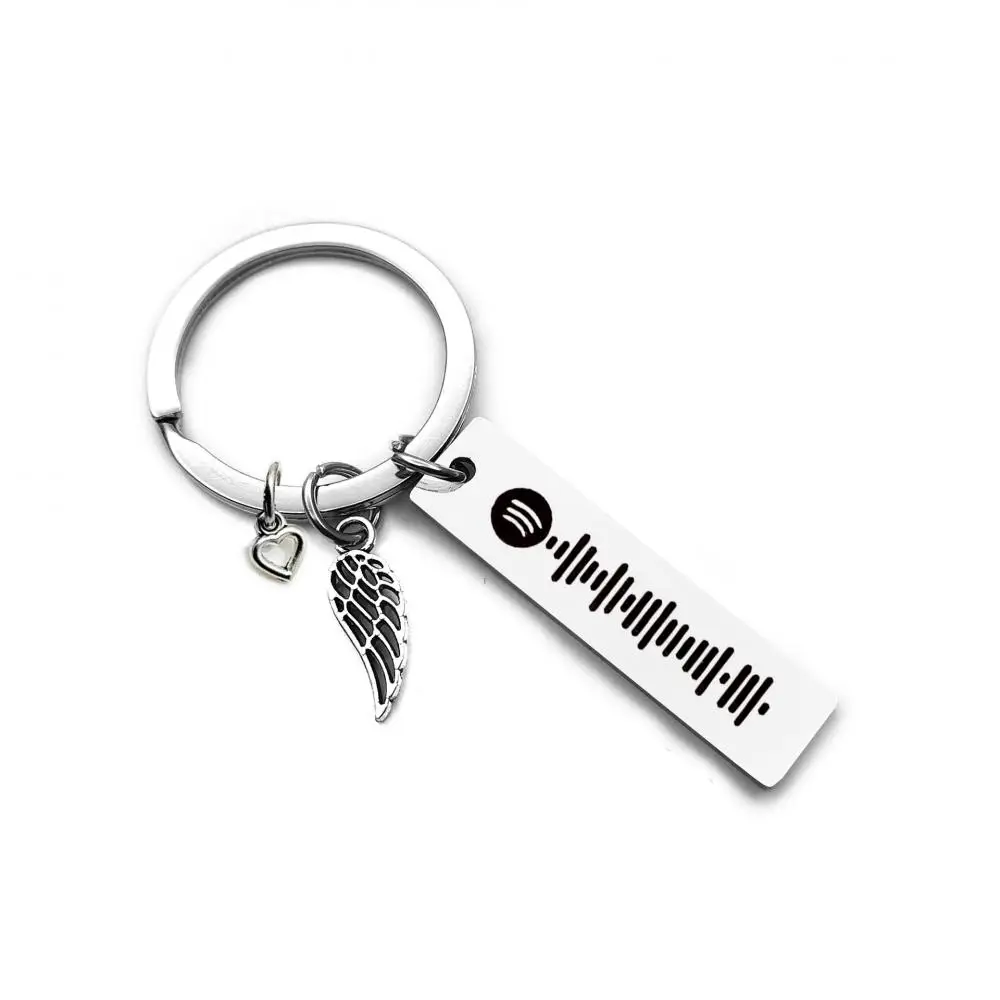 

DIY пользовательский Spotify код сканирования поделиться музыкой брелок парная Подвеска из нержавеющей стали лазерная гравировка O брелок песн...