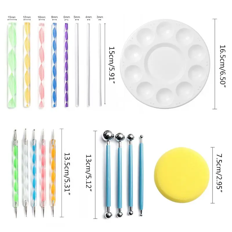 

37pcs Mandala Dotting Tools Set for Painting Rock Gem Sticker Easel Stencil Art H9EB