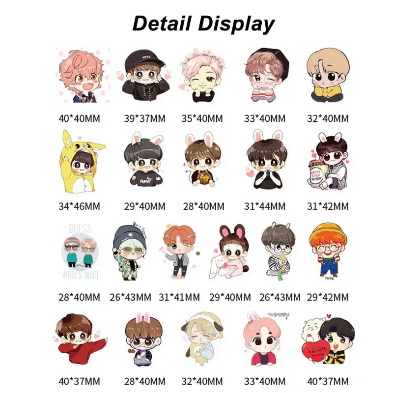 40 шт./компл. дети мультфильм водонепроницаемый Bangtan наклейки для мальчиков забавные Bangtan Expression наклейки девушка журнал бутылка Moble ноутбук