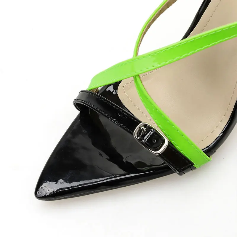 GENSHUO/пикантные женские туфли на высоком каблуке Летние сандалии с острым носком