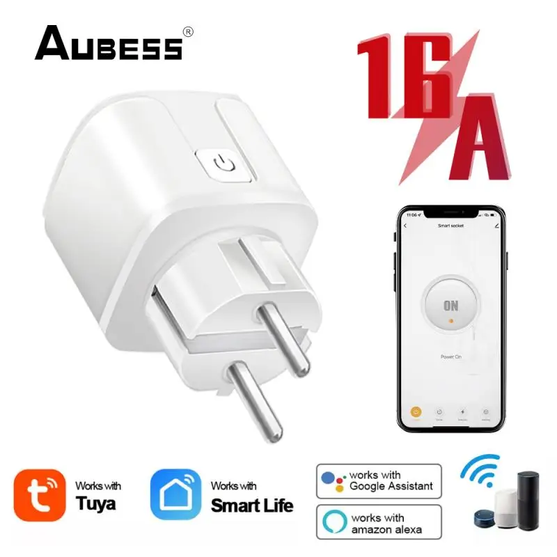 

Tuya WiFi EU Smart Plug Wireless Remote Timer Voice Control Home Fire Retardant PC Smart Power Socket For Google Home Alexa