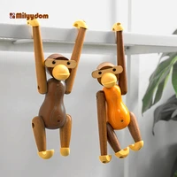 kawaii wooden monkey decoration for room shelf interior home decor cute animal figurines ornaments accessories